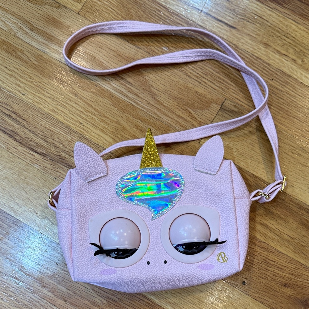 Adorable Pink Unicorn Kids Bag with Gold Horn